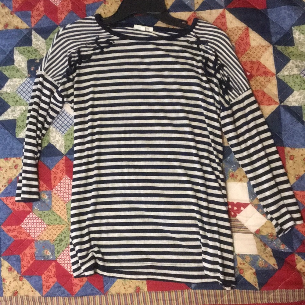 Size small blue and white striped shirt